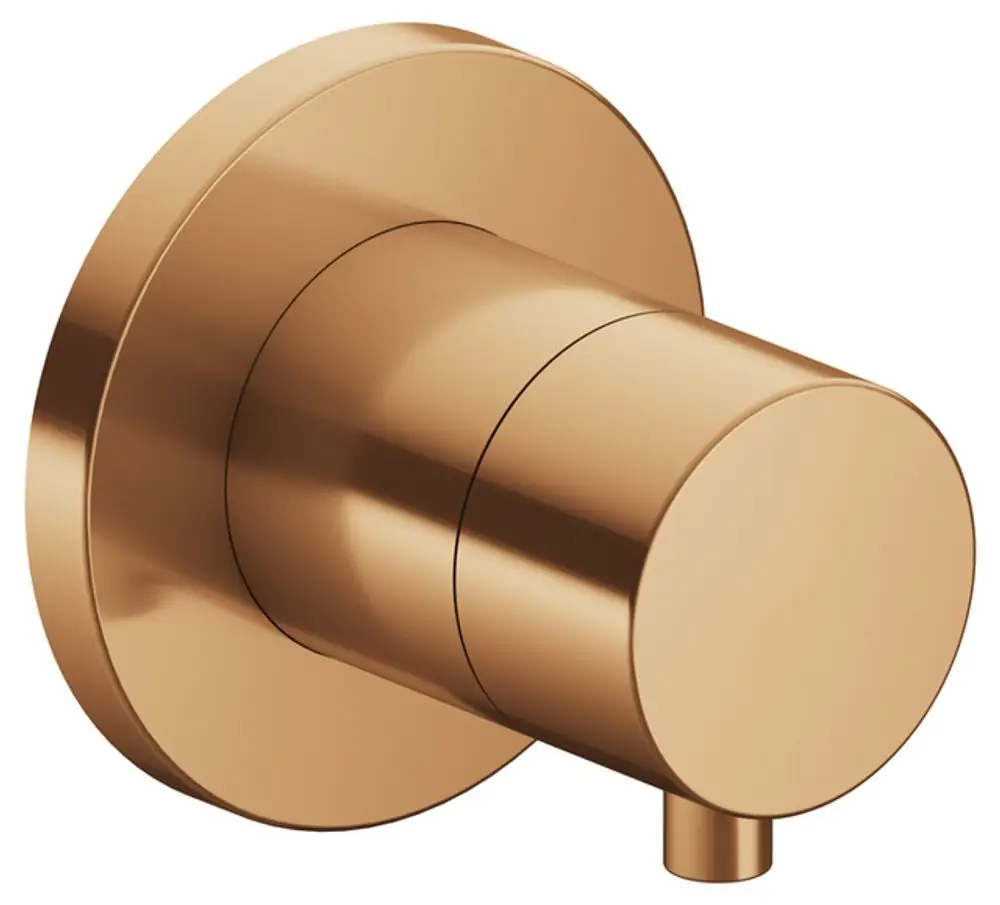 Runde Wandarmatur in gebürsteter Bronze von Keuco, geeignet für einen 3-Wege Wasseranschluss mit einem formschönen und minimalistischen Design.